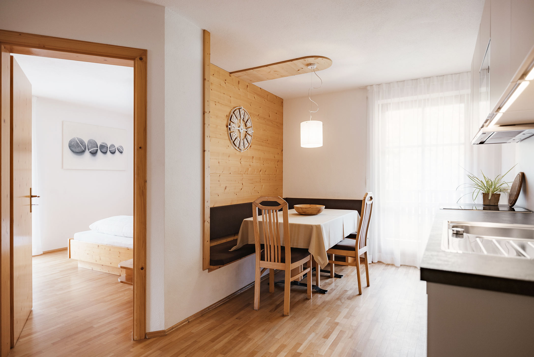 Ferienwohnung Sonne Küche mit Wohnbereich